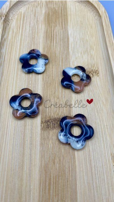 Fleur beige/marron/noir