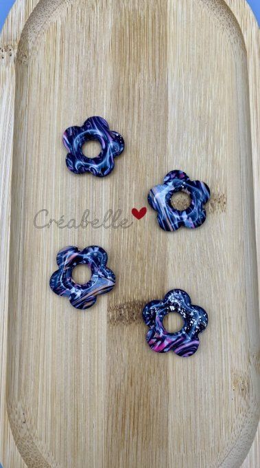 Marbré noir/blanc/rose/orange/argenté