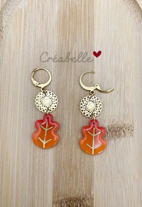 Dormeuses dorées feuilles