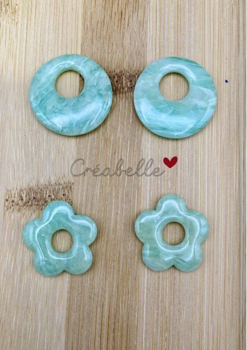 Cercles / Fleurs effet jade